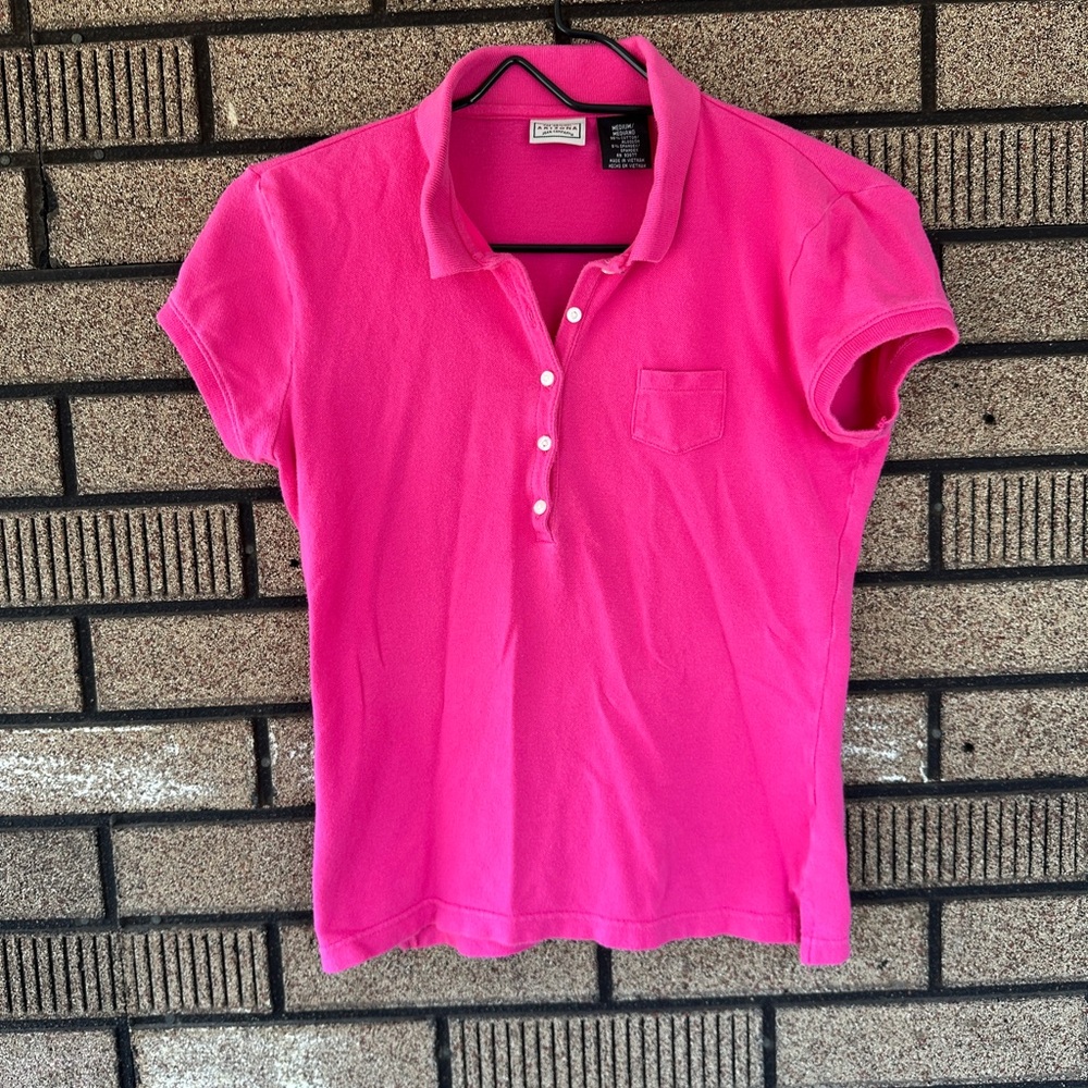 Arizona Vintage 90’s Hot Pink Polo Collared Short Size Medium